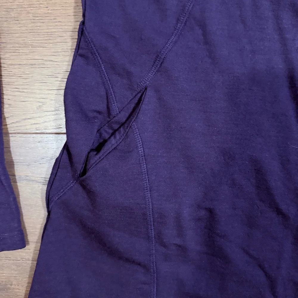Ibex Wool Hooded Dress with Pockets and Thumbholes Sz Large Purple - Picture 3 of 10